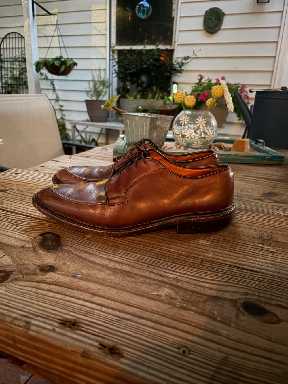 Allen Edmonds Men’s 9.5D Brown Leather Split Toe Derby Blucher Dress Shoes 38553